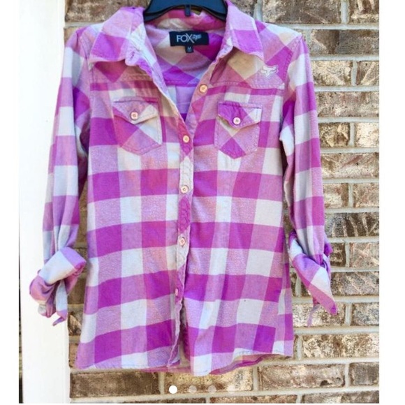 Pacsun Fox Purple & Grey Plaid Button Down Flannel Shirt - Picture 2 of 4